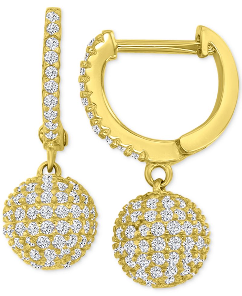 Cubic Zirconia Micro-Pav&eacute; Dangle Small Huggie Hoop Earrings