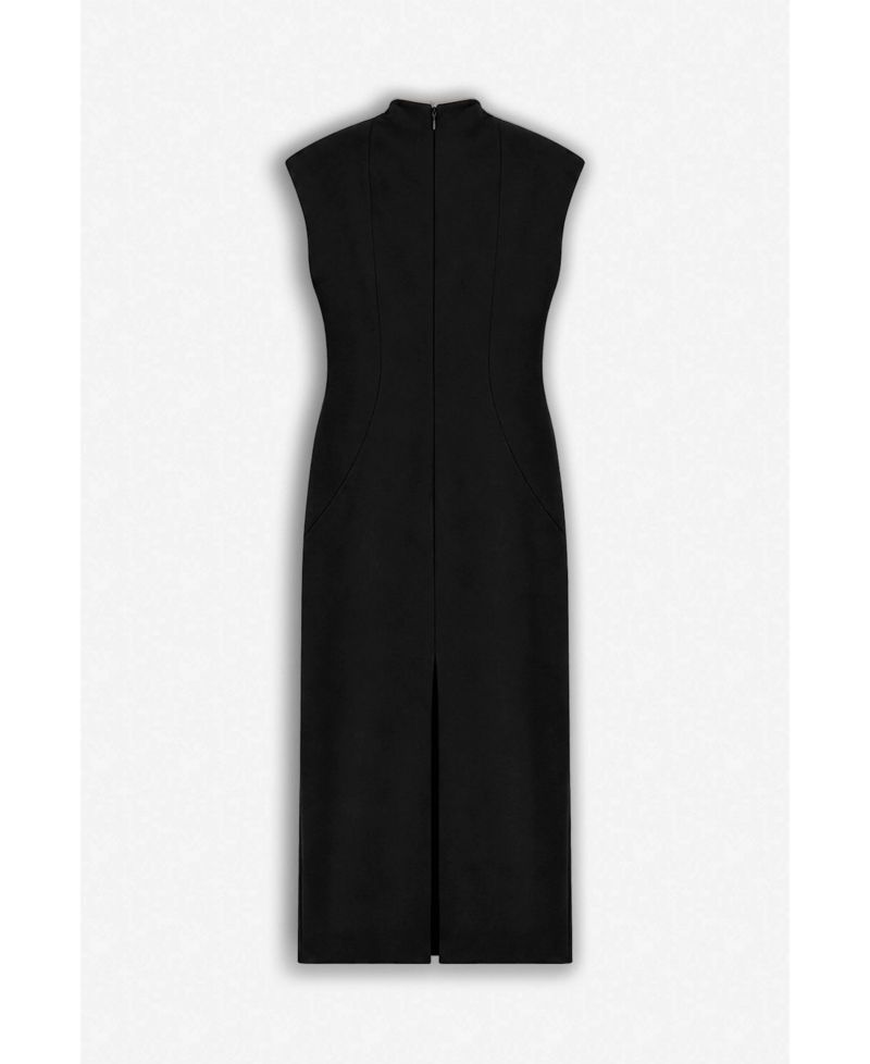 Women's Padded Shoulder Button Detail Maxi Dress