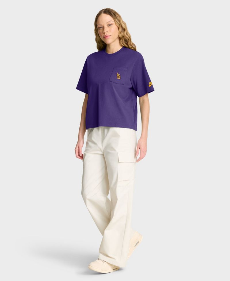 Women's Purple LSU Tigers Legacy Pocket Boxy T-Shirt