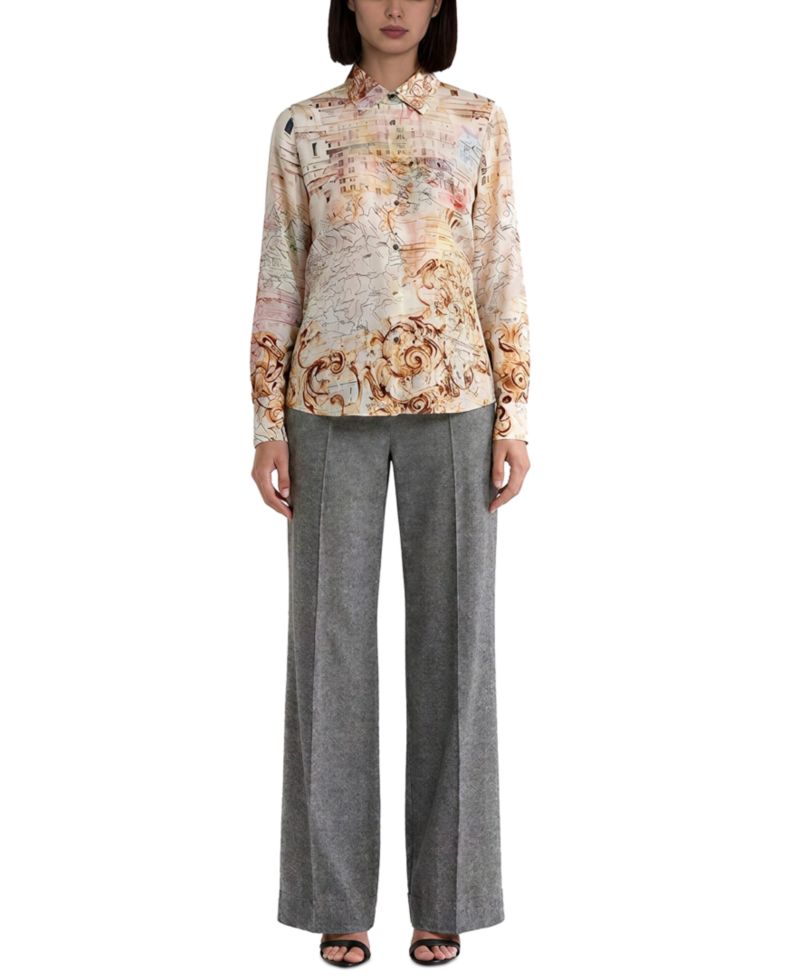 Women's The Madeline Silk-Blend Printed Long-Sleeve Print Blouse