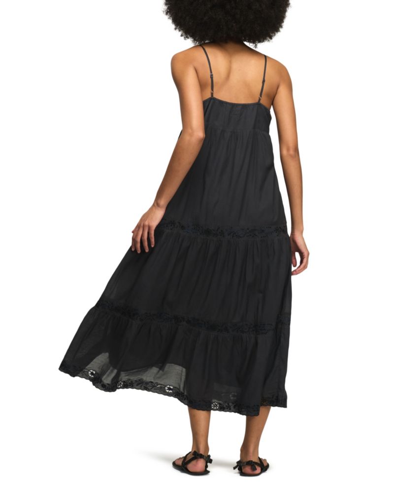 Women's Embroidered V-Neck Tiered Midi Dress