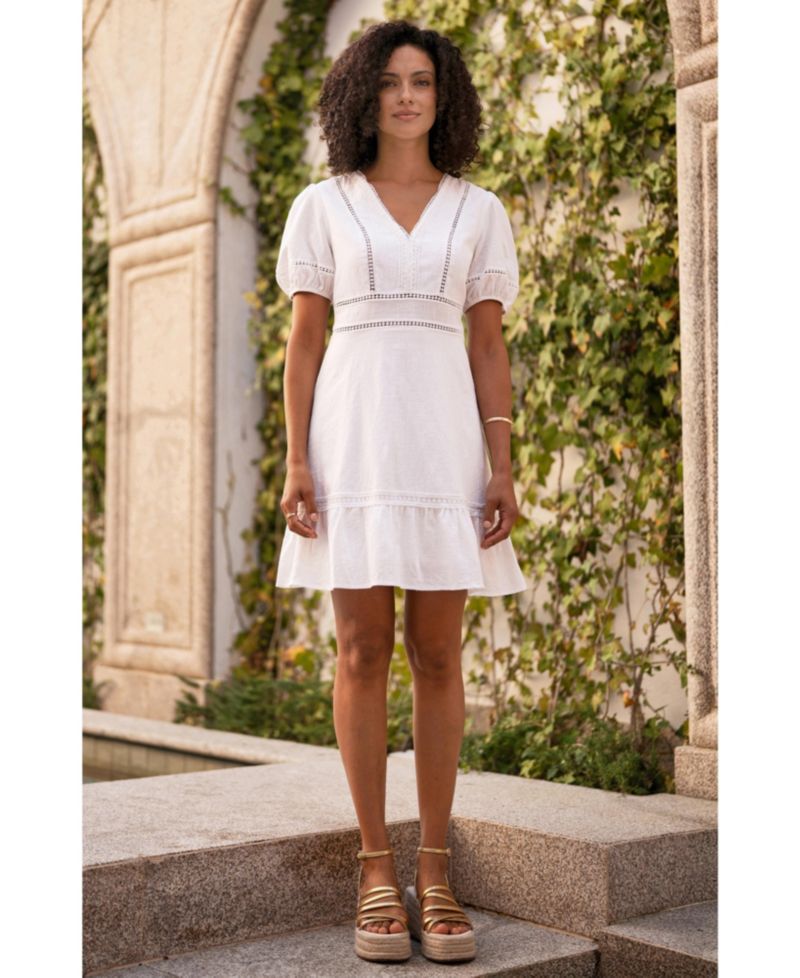 Women's Cotton Lace Trim Skater Sun Dress