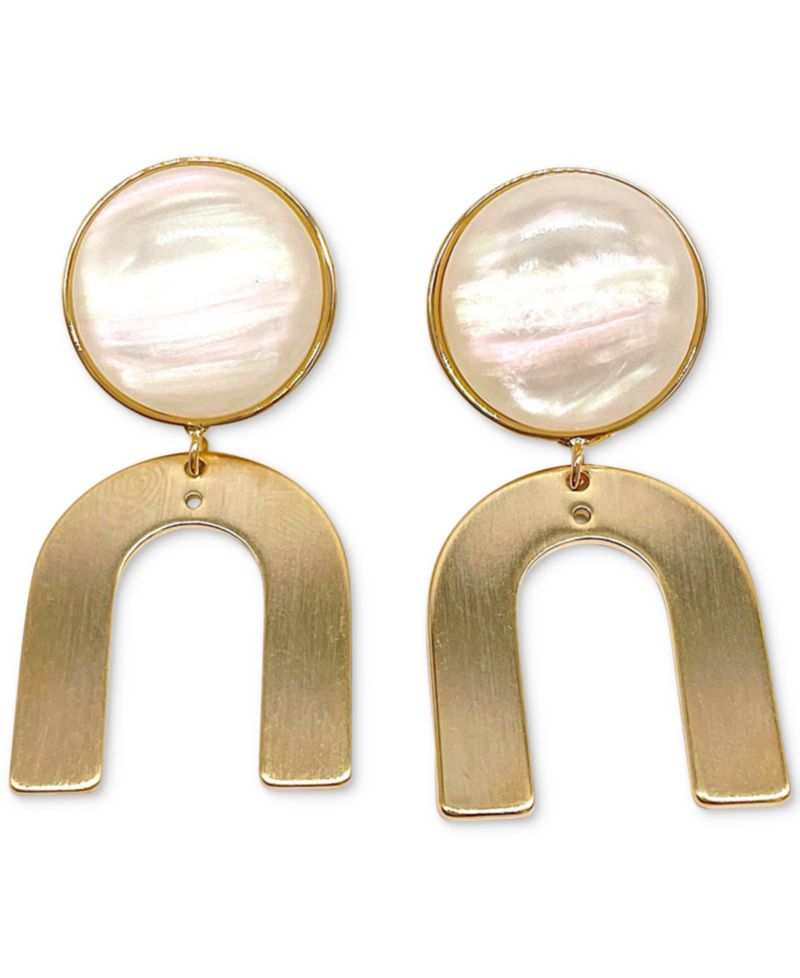 14k Gold-Plated Imitation Mother of Pearl Drop Earrings