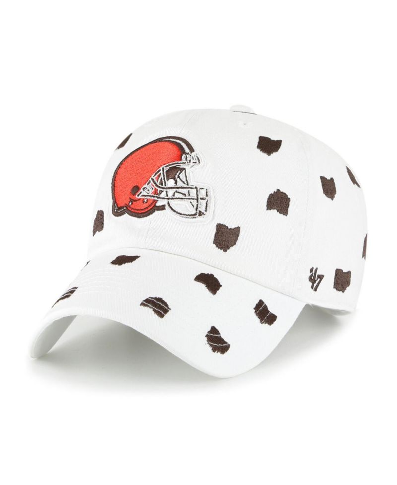Women's White Cleveland Browns Confetti Clean Up Logo Adjustable Hat