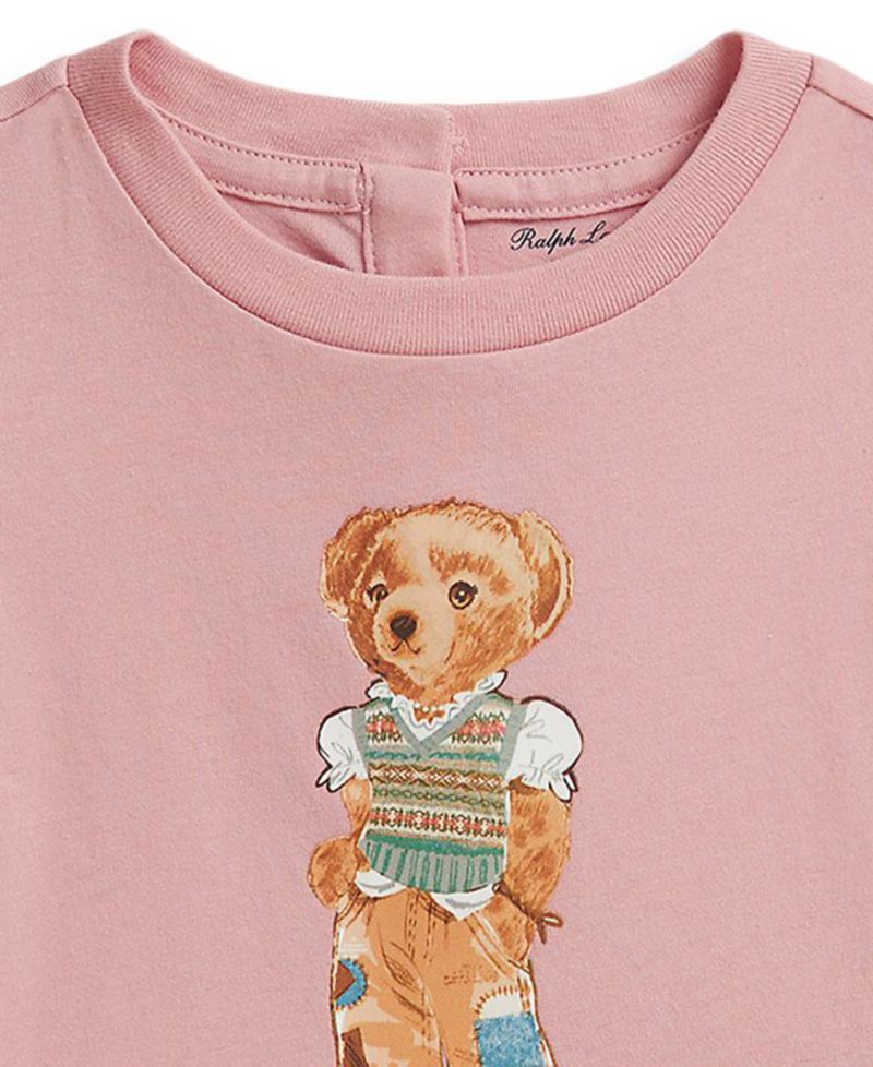 Ralph Lauren Baby Girls' Polo Bear Cotton Jersey Peplum Top