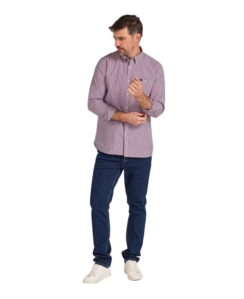 Men's Check Long Sleeve Collared Shirt