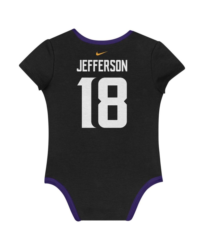 Baby Boys and Girls 3-Pack Justin Jefferson Minnesota Vikings Name & Number Bodysuit Set