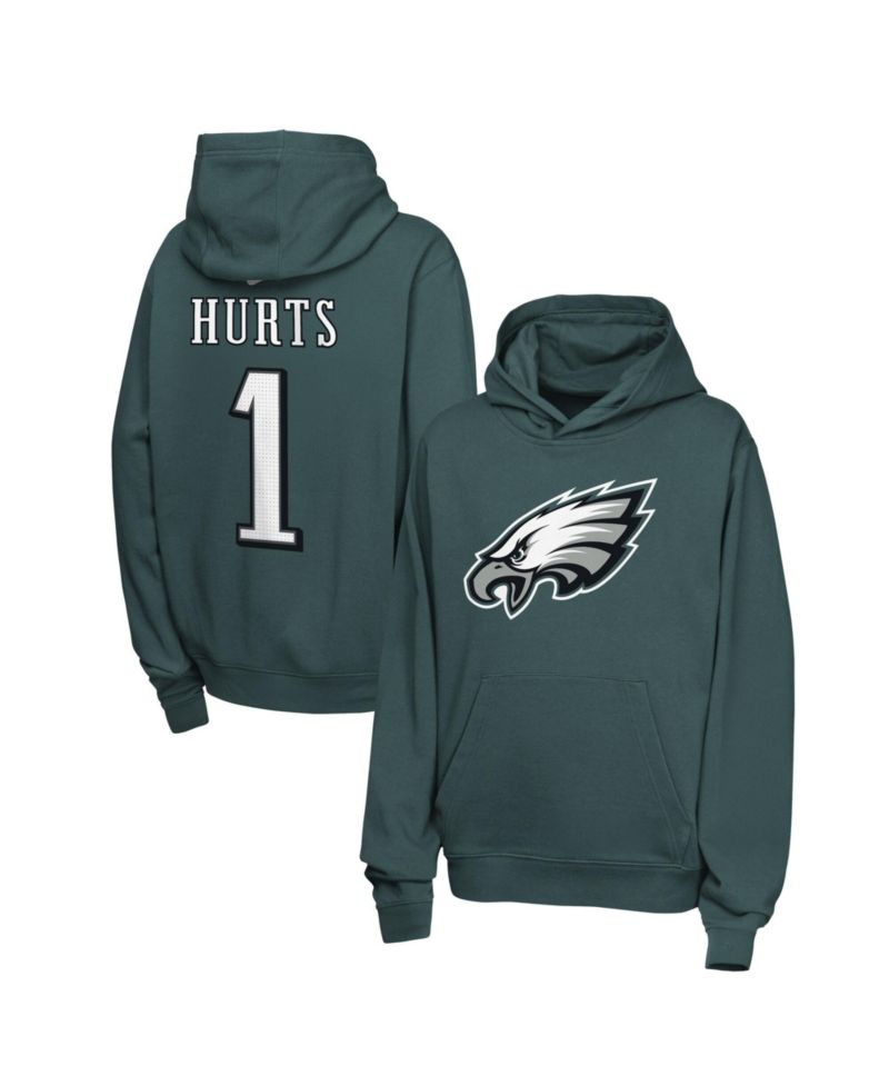 Big Boys and Girls Jalen Hurts Midnight Green Philadelphia Eagles Name & Number Club Fleece Hoodie