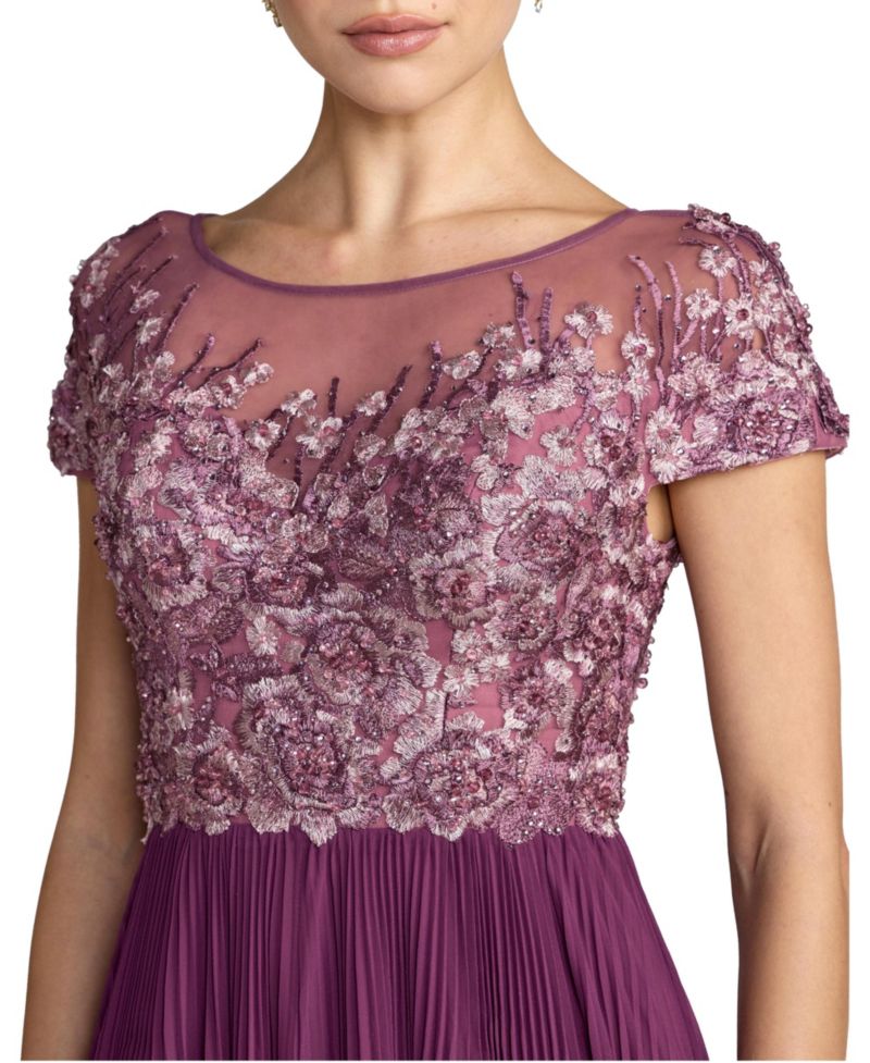 Women's Wedding Guest Floral-Embroidered Gown