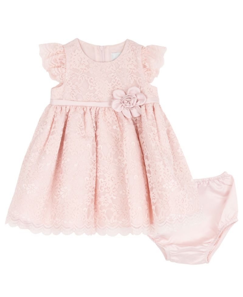 Baby Girls' Short-Sleeve Dress with Diaper, 2-Piece Set