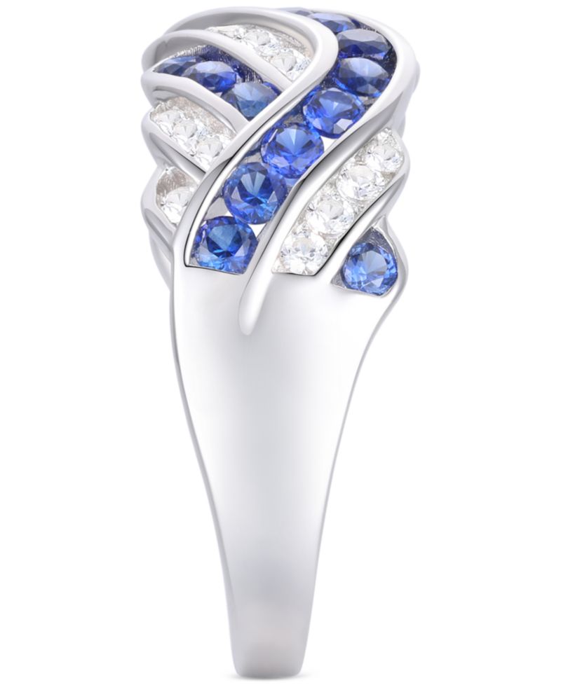 Lab-grown Sapphire, Lab-grown White Sapphire & Multi-Gemstone Ring in Sterling Silver