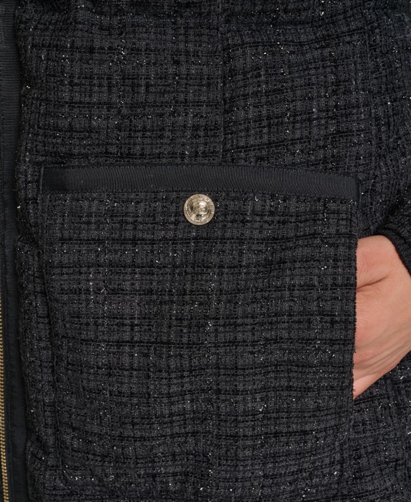 Women's Tweed Sparkle Puffer Long Coat