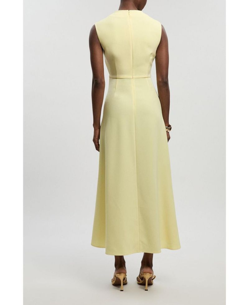 Women's Tailored Drape Neck Midi Dress