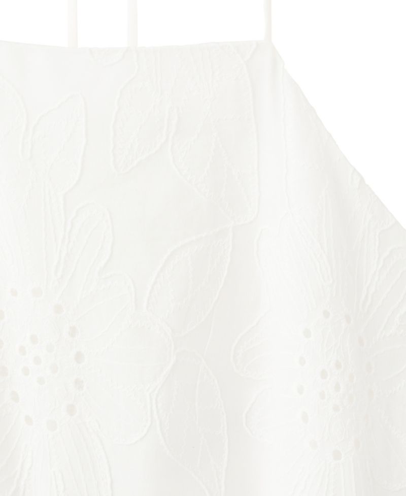Women's Openwork-Embroidery Halter A-Line Cotton Dress