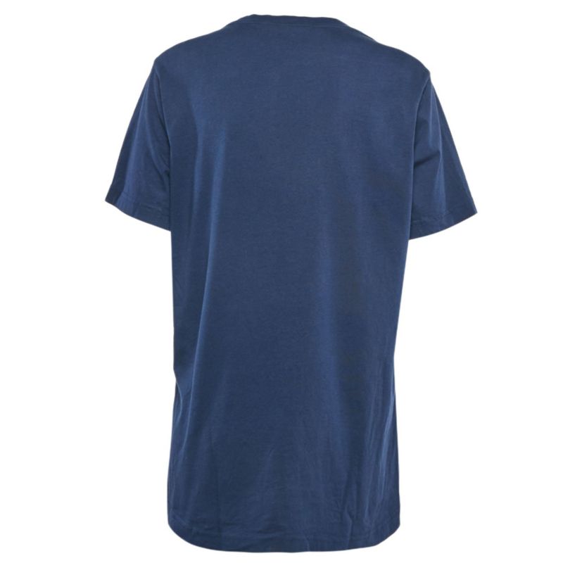 Women's Navy Blue Printed Cotton Crew Neck T-Shirt