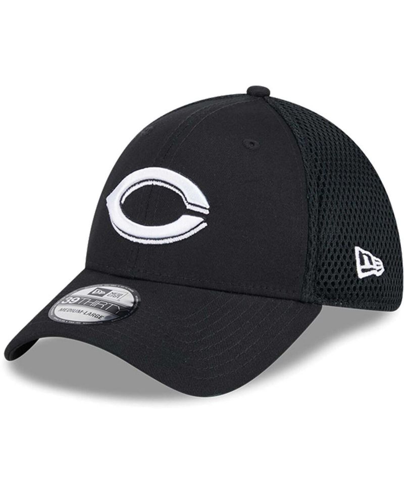 Men's Cincinnati Reds Evergreen Black White Neo 39Thirty Flex Hat