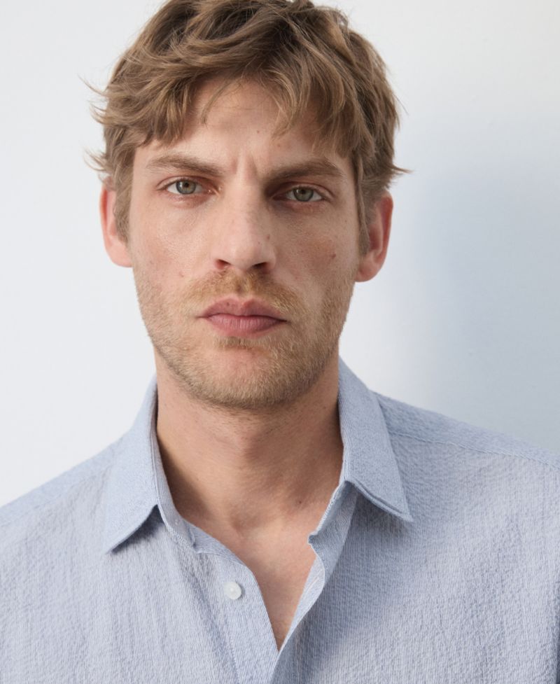 Men's Textured Striped Seersucker Shirt