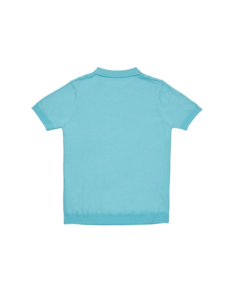 Boys Boy's Size 4-18 Cable Knit Short Sleeve Johnny Collar Sweater Polo