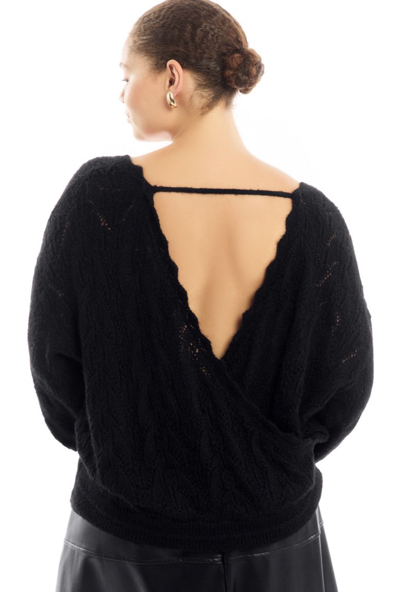 Women's June and Vie Scallop-Trim Wrap Sweater