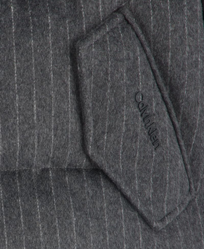 Women's Pinstripe Quilted Hooded Puffer Coat