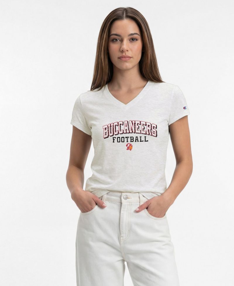 Women's Tampa Bay Buccaneers Triumph Tri-Blend V-Neck Distressed Screen Print T-Shirt
