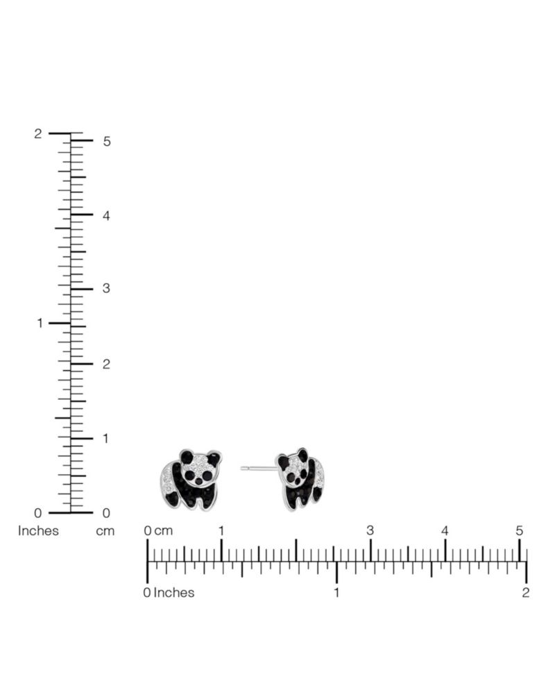 Sterling Silver Crystal Pave Panda Stud Earrings
