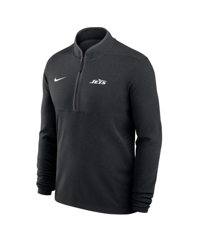 Men's Black New York Jets Lightweight Victory Dri-FIT Half-Zip Pullover Hoodie