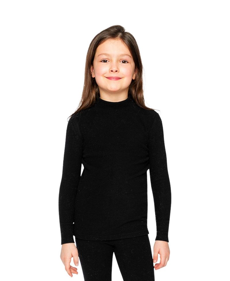 Big Girls 6-14 Brushed Rib Mock Neck Top
