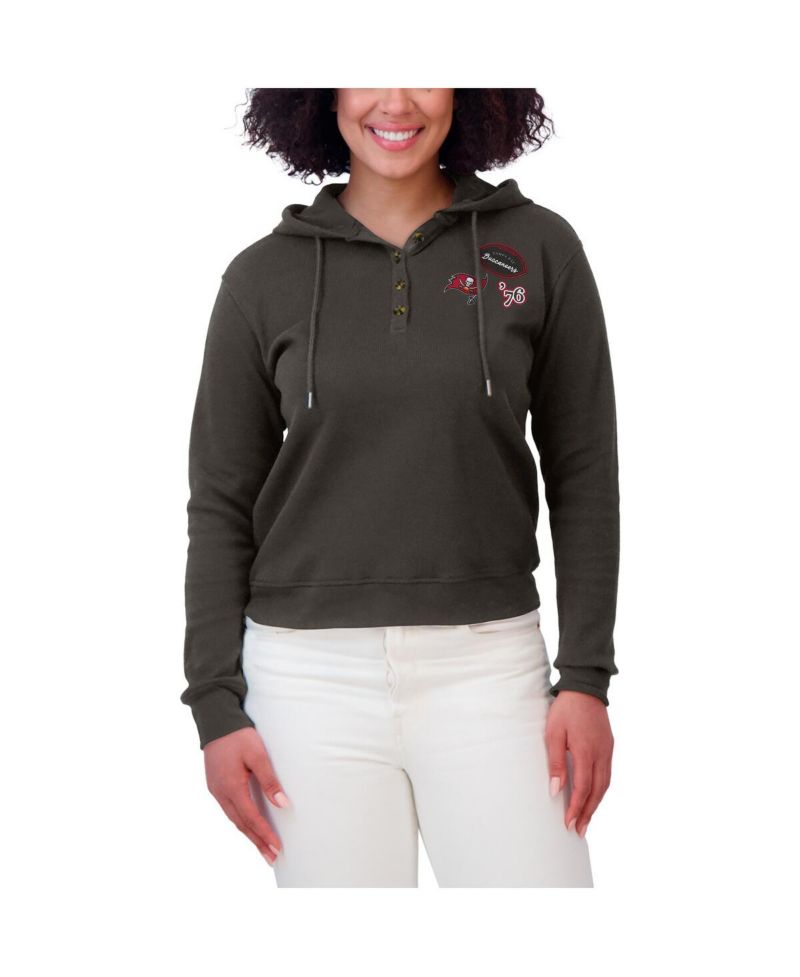 Women's Pewter Tampa Bay Buccaneers Waffle Hoodie Pullover Top