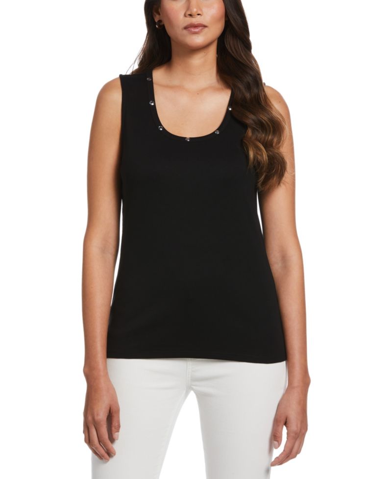 Petite Rib Sleeveless Tank Crew Neck Top