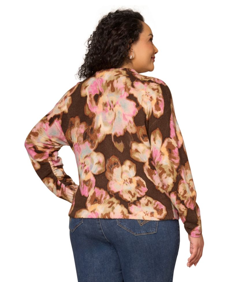 Plus Printed Long-Sleeve Sweater