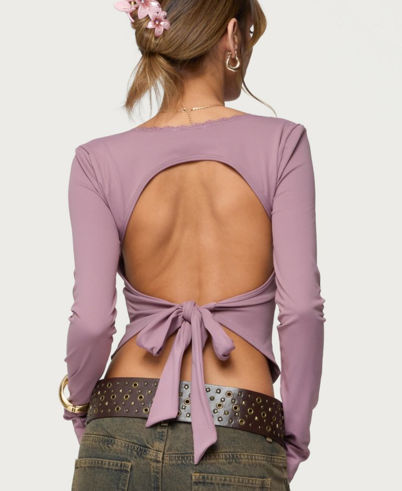 Womens Polly Lacey Tie Back Top
