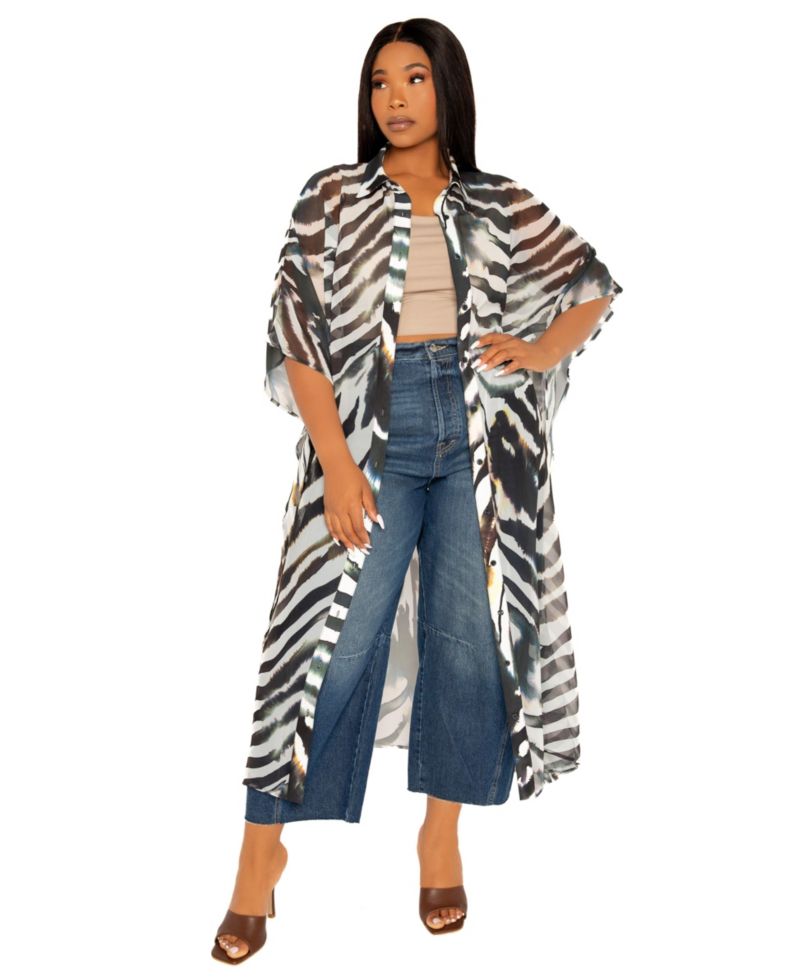 Women's Plus Size Print Shirtdress Cover Up