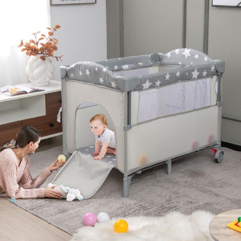 Portable Baby Bassinet with Diaper Changer, Bedside Sleeper and Changing Station