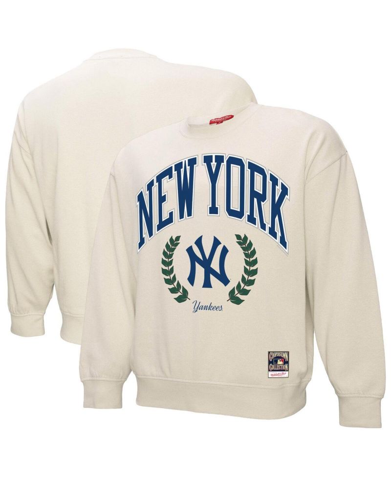 Women's Cream New York Yankees Cooperstown Collection Laurel Pullover Sweatshirt