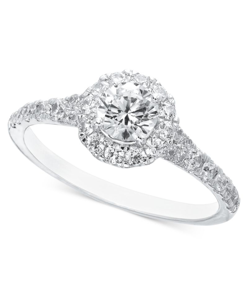 Diamond Halo Engagement Ring (1 ct. t.w.) in 14k White Gold or 14k Yellow Gold