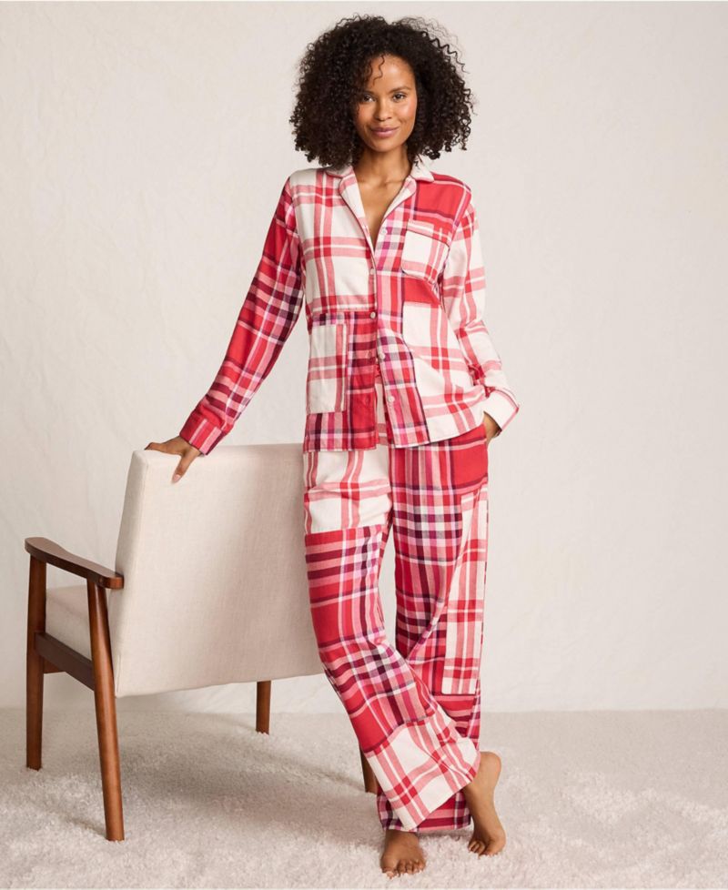 Women's Flannel Patchwork Wide Leg Sleep Pants
