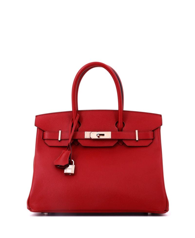 Birkin 30 Handbag Red Epsom with Palladium Hardware