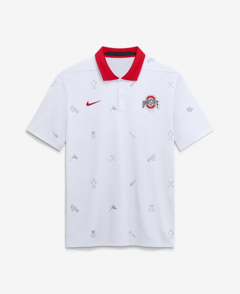Men's White Ohio State Buckeyes Vapor Pattern Dri-FIT Polo Shirt