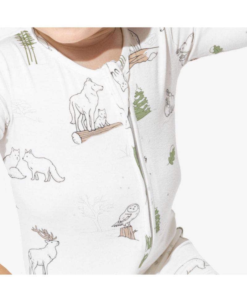 Unisex Baby Winter Forest Animals Convertible Footie