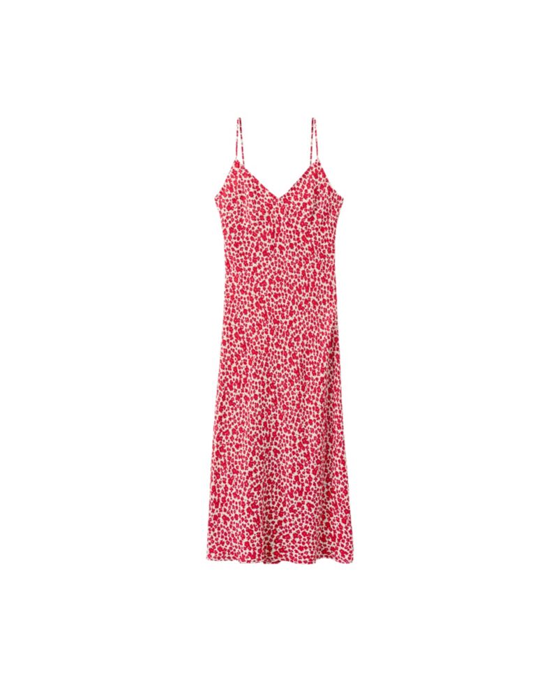 Women's Floral Midi Thin-Strap V-Neck Dress