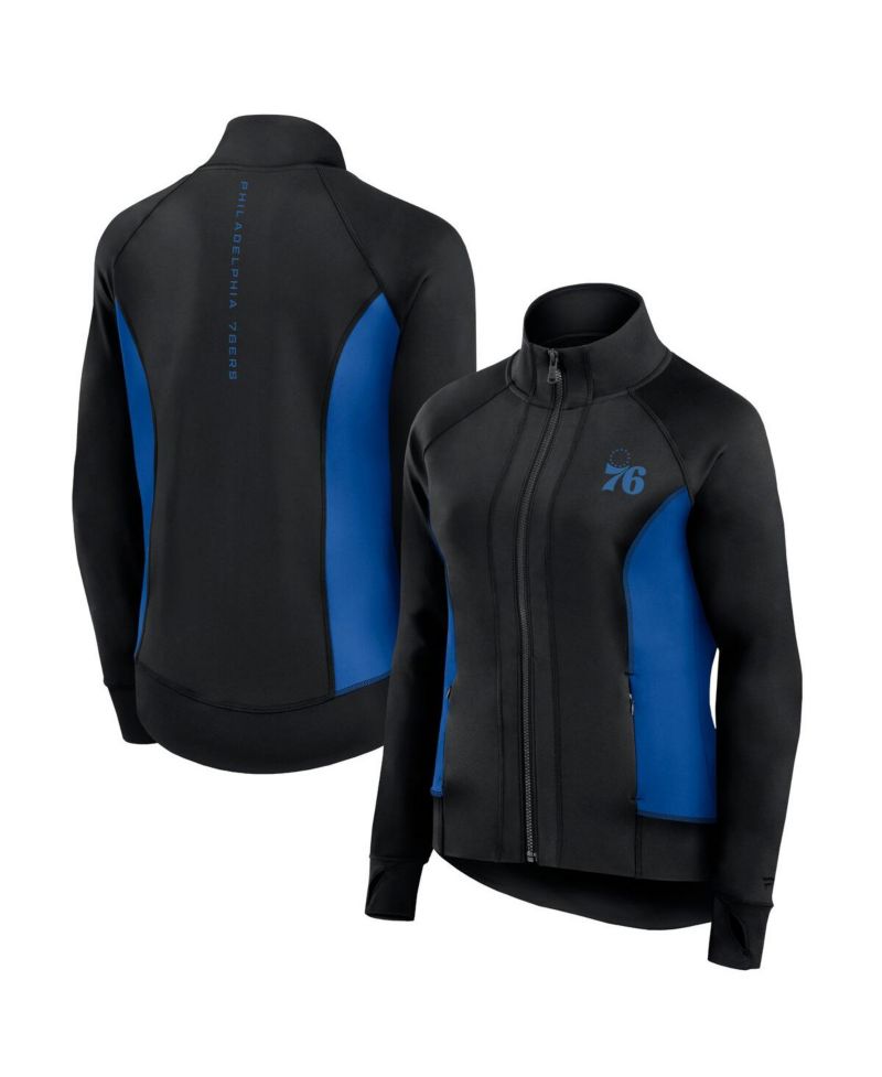 Women's Black Philadelphia 76ers Studio Fitted Full-Zip Gym Track Jacket