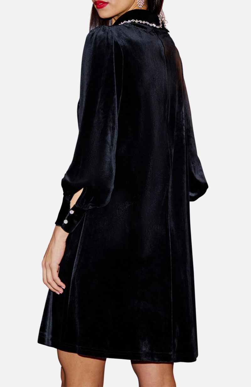Women's Long Sleeve Velvet Tunic Dress