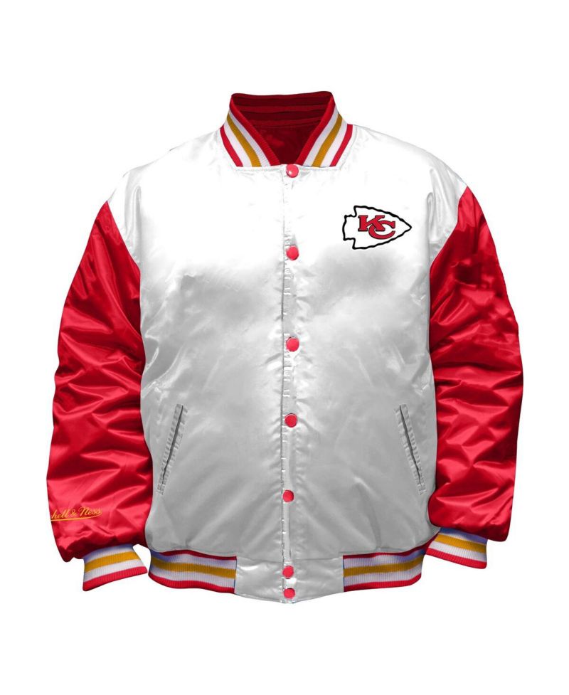 Women's White Kansas City Chiefs Plus Size Full-Snap Satin Jacket