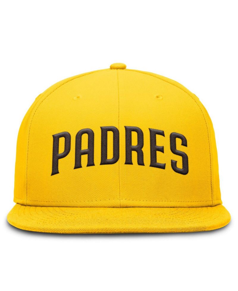 Men's Gold San Diego Padres Wordmark Dri-FIT Round Bill True Fitted Hat