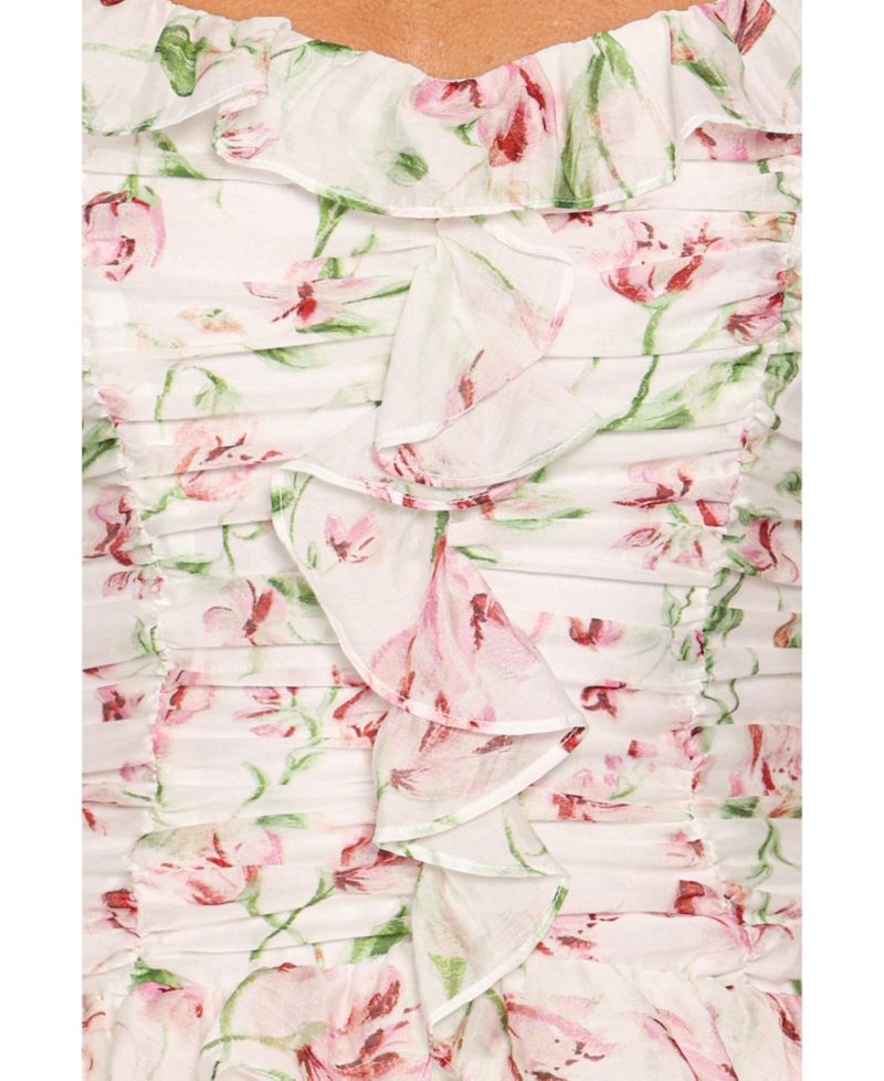 Women's Garcia Square-Neckline Floral Peplum-Waist Midi Dress