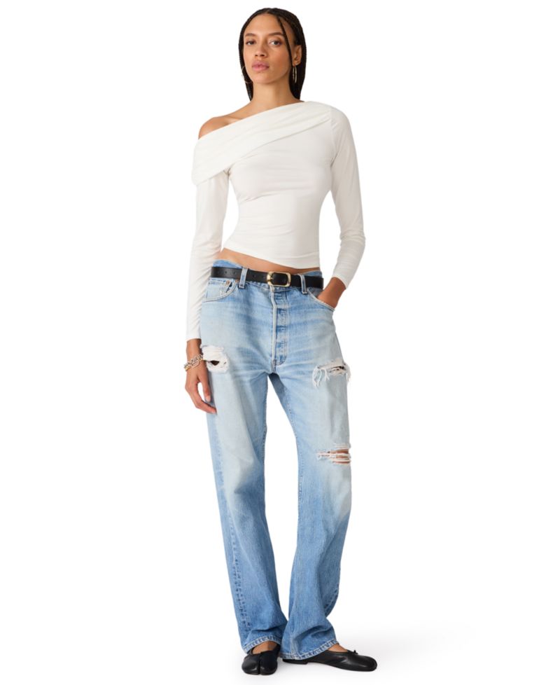 Women's Ryder Off-the-Shoulder Ruched Long-Sleeve Knit Top