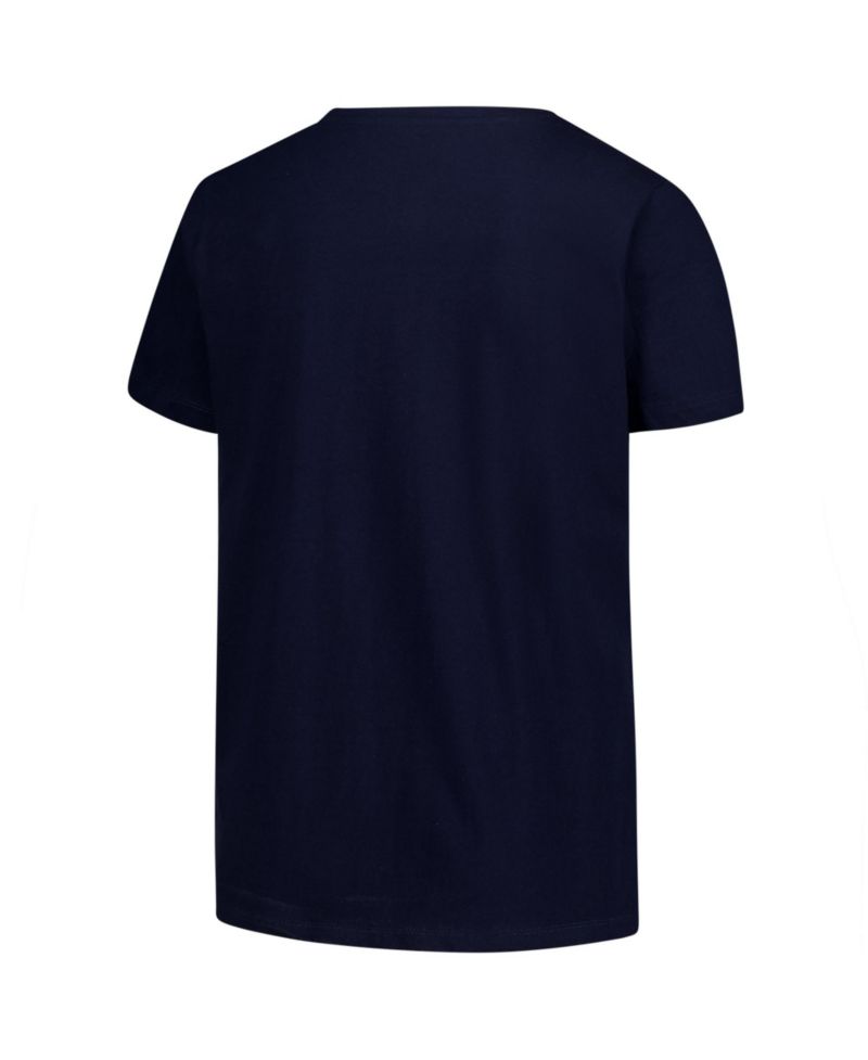 Plus Size New England Patriots Arch Over Logo V-Neck Screen Print T-Shirt