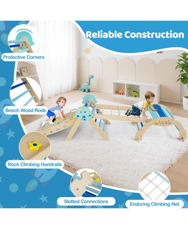8-in-1 Foldable Pikler Triangle Montessori Anti-Tip Climbing Set