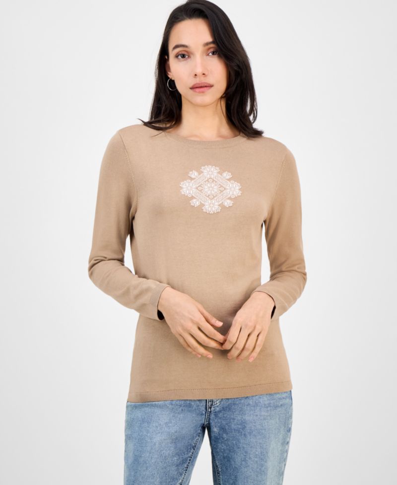 Nautica Women's Cotton Snowflake Sweater
